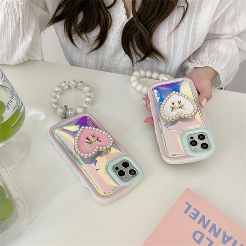GUPBOO - Étui pour iPhone11 Chaîne de perle de support de boîtier de téléphone Niche Laser Love GUPBOO  - Coque, étui smartphone