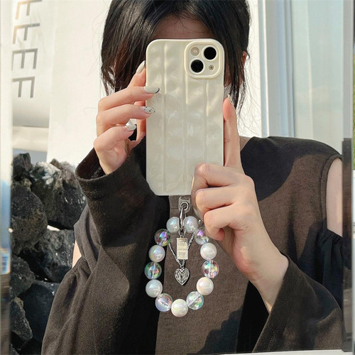 GUPBOO - Étui pour iPhone11 Chaîne de perles de coque de téléphone portable simple de couleur unie blanc laiteux anti-chute GUPBOO  - XGF