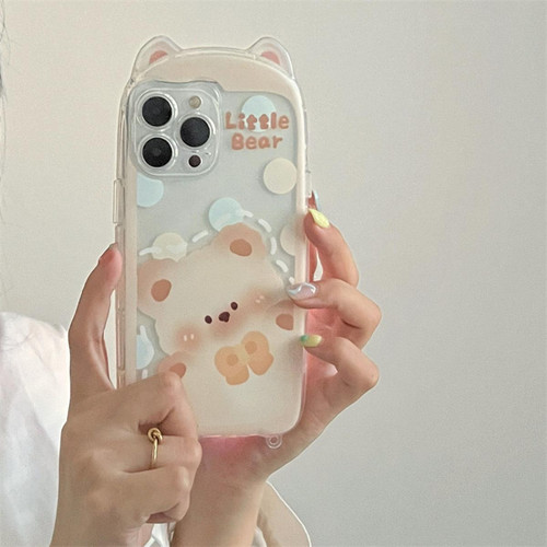 GUPBOO - Étui pour iPhone11 Polka Dot Blush Bear Cartoon Phone Case Transparent Soft GUPBOO  - Coque, étui smartphone