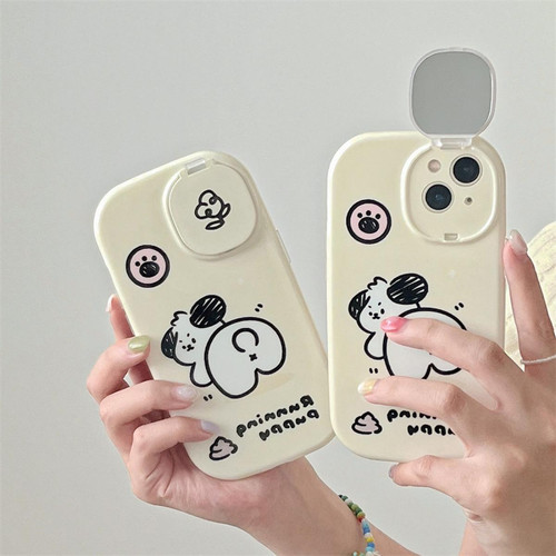 Coque, étui smartphone GUPBOO Étui pour iPhone11ProMax Support de miroir pour étui de téléphone portable japonais et coréen drôle de chien de cul
