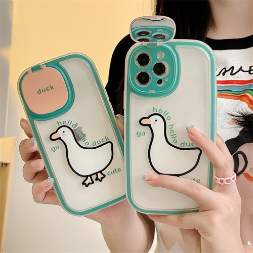 GUPBOO - Étui pour iPhone12 Support de miroir de cas de téléphone portable simple de canard de ligne de dessin animé GUPBOO  - Accessoire Smartphone