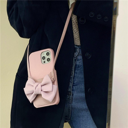 GUPBOO - Étui pour iPhone12ProMax bowknot téléphone portable cas carte sac fille poudre GUPBOO  - Accessoire Smartphone