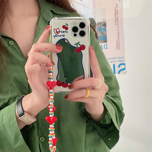 GUPBOO - Étui pour iPhone12ProMax chaîne de cas de téléphone portable de style coréen miroir cerise pour femme GUPBOO  - Coque, étui smartphone