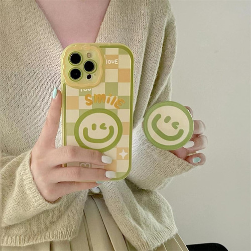 GUPBOO - Étui pour iPhone12ProMax Plaid Winking Smiley Creative Mobile Phone Case Holder Femme GUPBOO  - Coque, étui smartphone