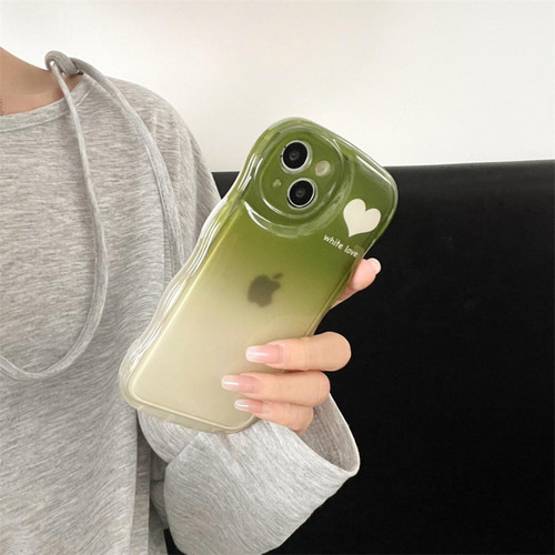 GUPBOO Étui pour iPhone13 Dégradé vert foncé niche d'amour étui pour téléphone portable transparent résistant aux chutes