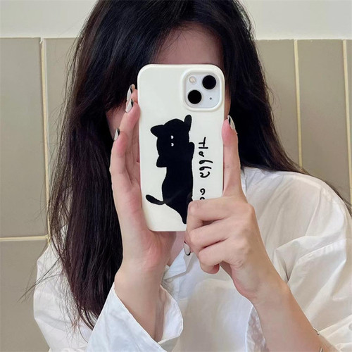 GUPBOO - Étui pour iPhone13 Noir ne glisse pas automne chaton créatif étui de téléphone portable personnalité pourrie GUPBOO  - Accessoire Smartphone