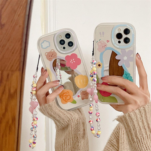 GUPBOO - Étui pour iPhone13 ours lapin fleur niche miroir étui pour téléphone portable femmes GUPBOO  - Accessoire Smartphone