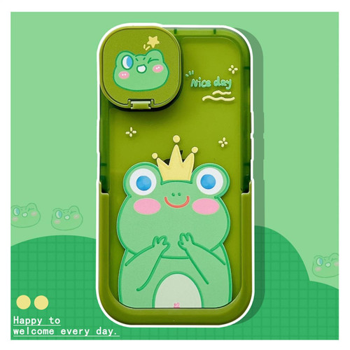 GUPBOO - Étui pour iPhone13ProMax Support de miroir de cas de téléphone de dessin animé de grenouille de couronne mignonne GUPBOO  - Accessoire Smartphone