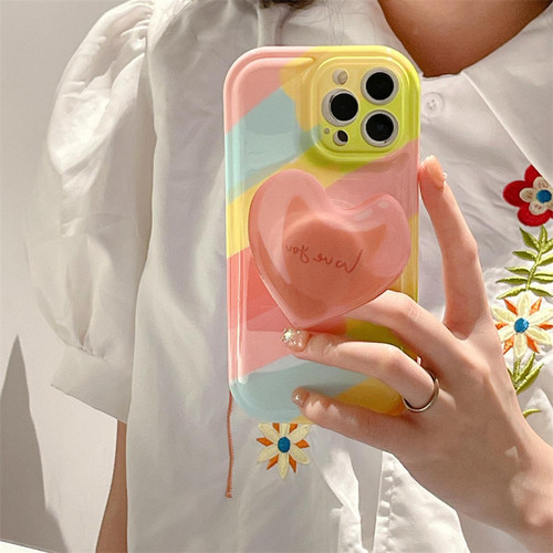 GUPBOO - Étui pour iPhoneXR Coutures de couleur amour support de boîtier de téléphone portable japonais et coréen femme GUPBOO  - Accessoire Smartphone