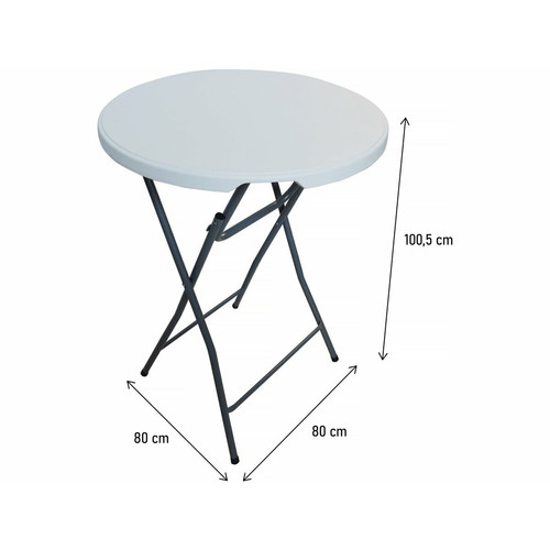 Tables de jardin Table haute pliante en plastique Ø 80 cm  Lili  - blanc