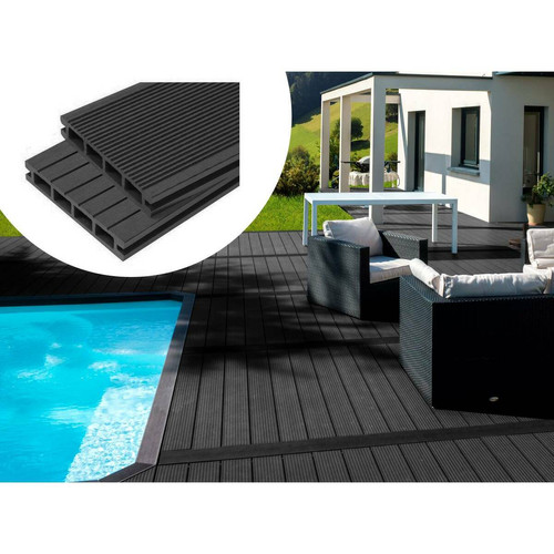 Plancher Habitat Et Jardin Pack 10 m² - Lames de terrasse composite alvéolaires - Ardoise