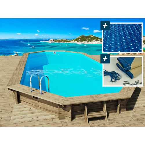 Habitat Et Jardin - Piscine bois   Ibiza   - 8.57 x 4.57 x 1.31 m - Bâche à bulles  180 µ - Bâche hiver  280 g/m² Habitat Et Jardin  - Habitat Et Jardin