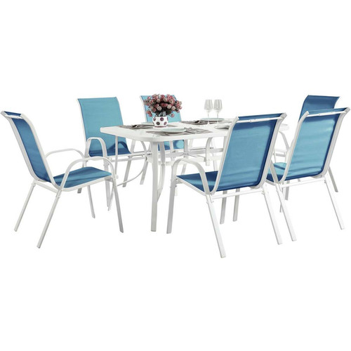 Ensembles tables et chaises Habitat Et Jardin Salon de jardin en textilène  Cordoba  - Phoenix - Bleu