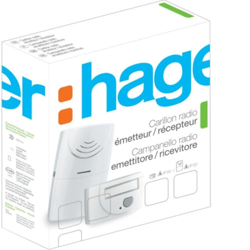 Hager - Hager   53620   Pack carillon radio à piles 3 mElodies (BP sonnette  plus  rEcepteur  plus  alimentations) Hager  - Sécurité connectée Hager