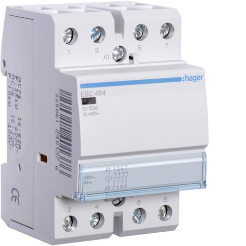 Hager - contacteur modulaire tertiaire - 63a - 4 contacts no - 230v - hager esc464 Hager  - Télérupteurs, minuteries et horloges Hager