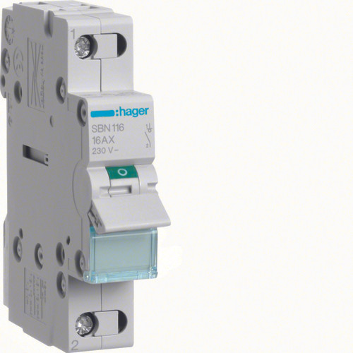Hager - interrupteur modulaire - 1 pôle - 16a - hager sbn116 Hager  - Autres équipements modulaires Hager