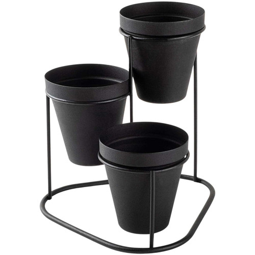 Hanah Home - Cache-pots en métal 3 pots Decorative noir. Hanah Home  - Pots, cache-pots
