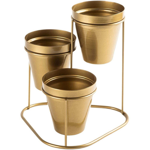 Hanah Home - Cache-pots en métal 3 pots Decorative doré. Hanah Home  - Pots, cache-pots