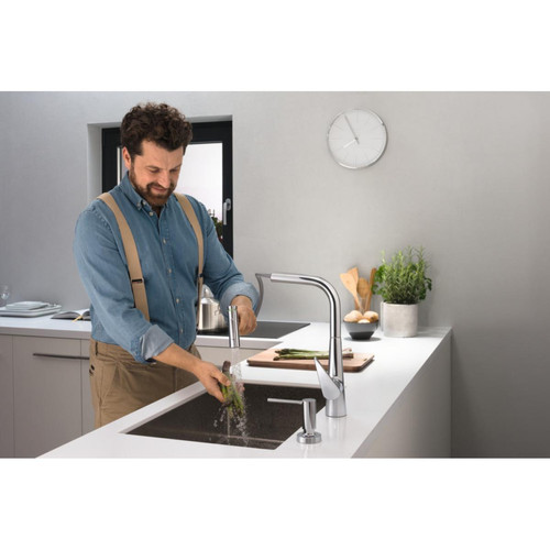 Hansgrohe Hansgrohe - Mitigeur cuisine 300 Talis Select M51 avec douchette extractible 2 jets sBox finition Stainless Steel Finish