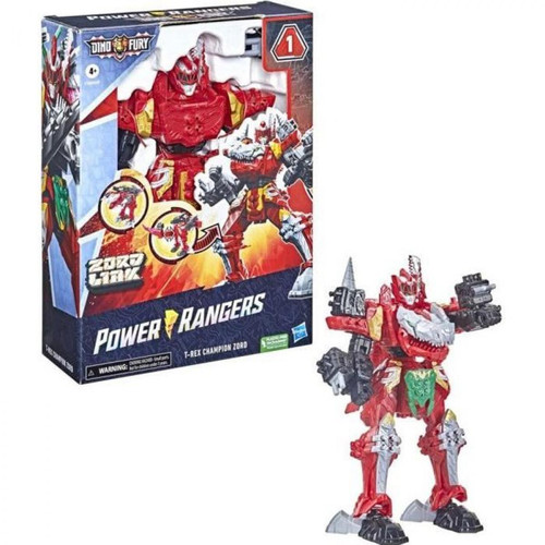 Hasbro -POWER RANGERS - Dino Fury - T-Rex Champion Zord, Zord robot dinosaure avec systeme d'assemblage pour combiner Zord Link Hasbro  - Rangers