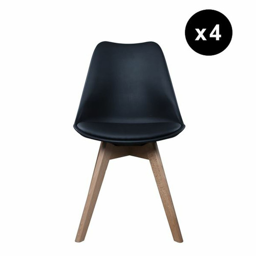 3S. x Home - Lot de 4 chaises scandinaves coque rembourée - noir 3S. x Home - 3S. x Home