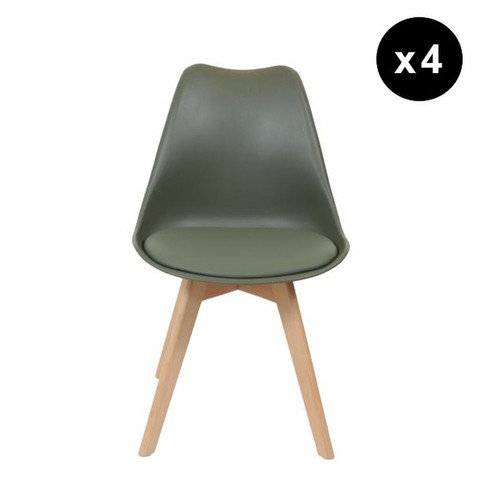 3S. x Home - Lot de 4 chaises scandinaves coque rembourée - kaki 3S. x Home - Chaises Non empilable