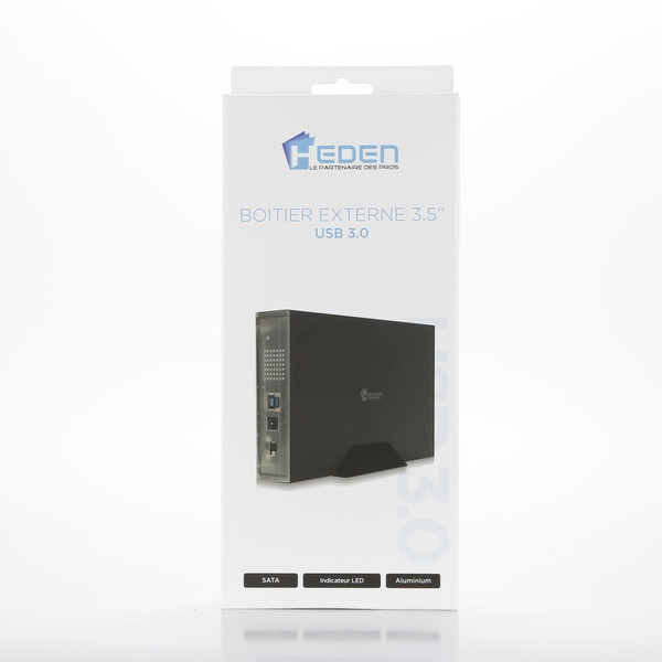 Heden Boitier externe HEDEN 3.5"" pr 3.5"" HDD/SATA jusqu'à 16 To,  USB3.0 , boitier en alliage d'alu,  noir