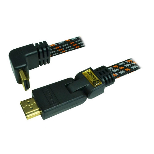 Heden - Câble HDMI 1.4 - 3M - plat tissé - plaqué OR - Heden