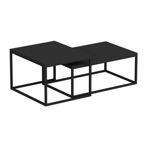 Helloshop26 - Set de 2 tables basses gigognes rectangulaires noir mat 03_0008351 Helloshop26  - Table gigogne Tables basses