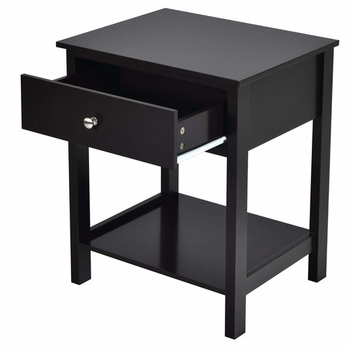 Helloshop26 - Lot de 2 tables de chevet à 2 niveaux style moderne simple 48 x 40 x 58 cm noir 20_0003141 Helloshop26  - Helloshop26