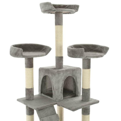 Arbre à chat Arbre à chat griffoir grattoir niche jouet animaux peluché en sisal 170 cm gris 3702087