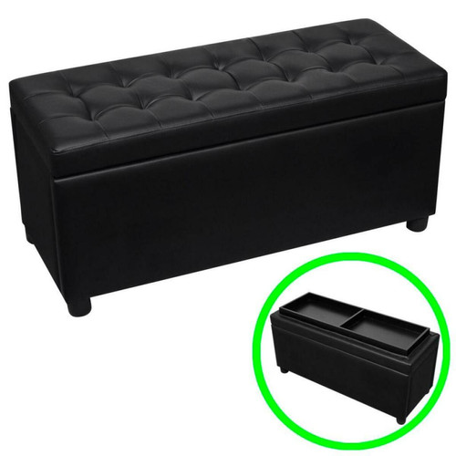 Banquettes : Clic-Clac, BZ Helloshop26 Banquette pouf tabouret meuble pouf de rangement cuir synthétique noir 3002198
