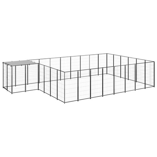 Helloshop26 - Chenil extérieur cage enclos parc animaux chien 15,73 m² 110 cm acier noir 02_0000497 Helloshop26  - Animalerie