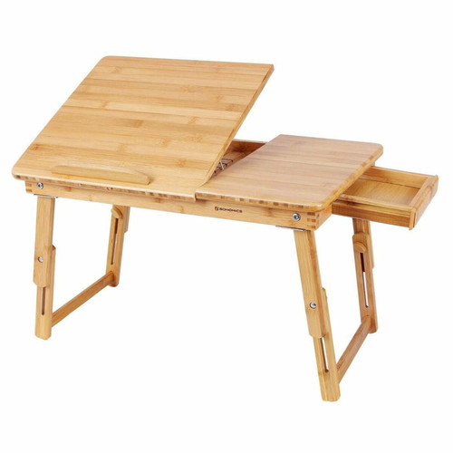 Helloshop26 - Table de lit pliable en bambou table pour ordinateur portable hauteur réglable avec tiroir dimensions 63,5 cm 12_0001518 Helloshop26  - Table bambou