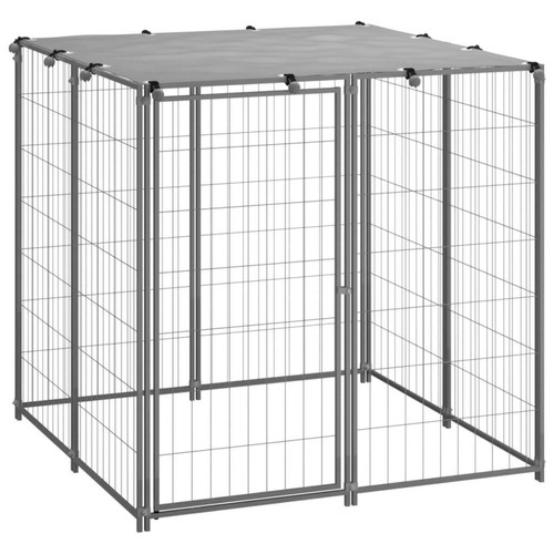 Helloshop26 - Chenil extérieur cage enclos parc animaux chien argenté 110 x 110 x 110 cm acier 02_0000234 Helloshop26  - Clôture pour chien