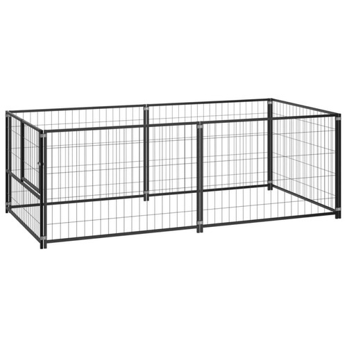 Helloshop26 - Chenil extérieur cage enclos parc animaux chien noir 200 x 100 x 70 cm acier 02_0000508 Helloshop26  - Clôture pour chien