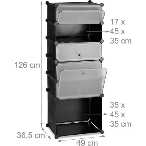 Helloshop26 - Meuble armoire étagère à chaussures avec 6 casiers 126 cm plastique noir 13_0001636_2 Helloshop26  - Meuble rangement plastique