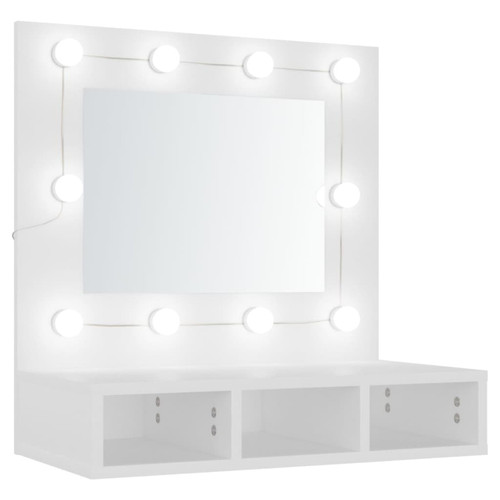Helloshop26 - Armoire à miroir avec led blanc 60 x 31,5 x 62 cm blanc 02_0006654 Helloshop26 - Salle de bain, toilettes Helloshop26