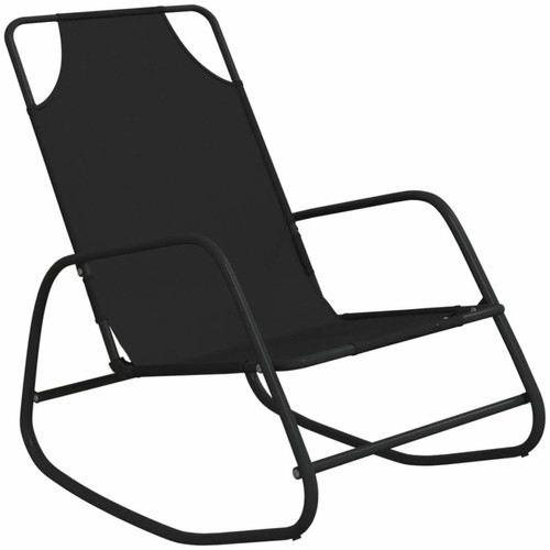 Helloshop26 - Transat chaise longue bain de soleil lit de jardin terrasse meuble d'extérieur à bascule noir acier et textilène 02_0012977 Helloshop26  - Transats, chaises longues