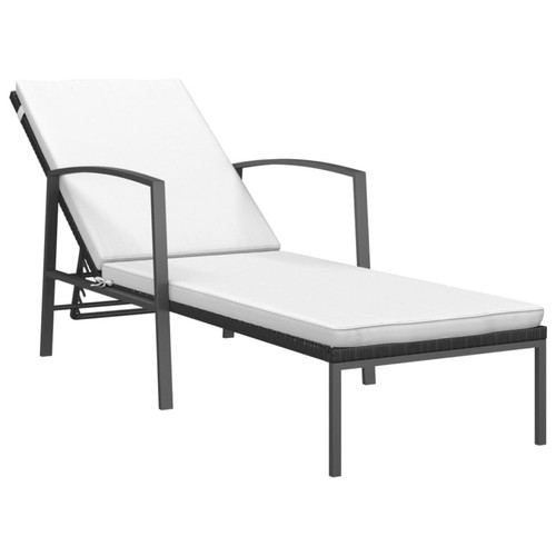 Helloshop26 - Transat chaise longue bain de soleil lit de jardin terrasse meuble d'extérieur avec coussin résine tressée noir 02_0012531 Helloshop26 - Bain de soleil Mobilier de jardin