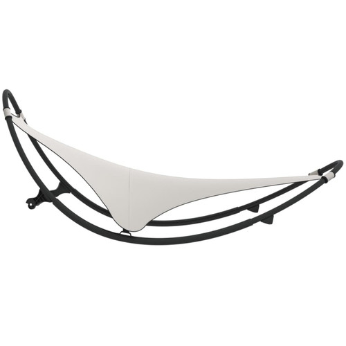 Helloshop26 Transat design chaise longue bain de soleil lit de jardin terrasse meuble d'extérieur à bascule avec roues acier et textilène crème 02_0012961