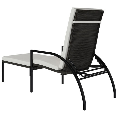 Transats, chaises longues Transat chaise longue bain de soleil lit de jardin terrasse meuble d'extérieur avec repose-pied résine tressée marron 02_0012591