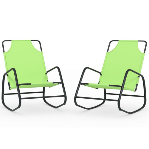 Helloshop26 - Lot de deux chaises longues à bascule vert acier et textilène 02_0011978 Helloshop26  - Transats, chaises longues