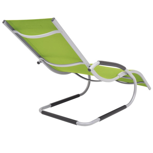 Transats, chaises longues Transat chaise longue bain de soleil lit de jardin terrasse meuble d'extérieur avec oreiller aluminium et textilène vert 02_0012555