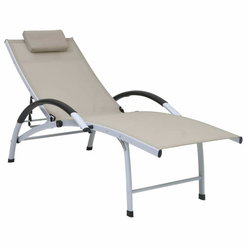 Helloshop26 - Transat chaise longue bain de soleil lit de jardin terrasse meuble d'extérieur aluminium textilène crème 02_0012258 Helloshop26 - Mobilier de jardin