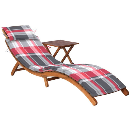 Helloshop26 - Transat chaise longue bain de soleil lit de jardin terrasse meuble d'extérieur avec table et coussin bois d'acacia 02_0012634 Helloshop26  - Table chaise terrasse