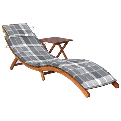 Helloshop26 - Transat chaise longue bain de soleil lit de jardin terrasse meuble d'extérieur avec table et coussin bois d'acacia 02_0012620 Helloshop26  - Table chaise terrasse