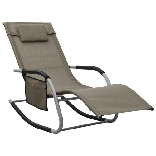 Helloshop26 - Transat chaise longue bain de soleil lit de jardin terrasse meuble d'extérieur textilène taupe et gris 02_0012940 Helloshop26  - Transats, chaises longues