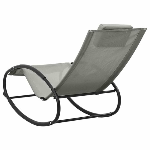Transats, chaises longues Transat chaise longue bain de soleil lit de jardin terrasse meuble d'extérieur 105,5 cm avec oreiller acier et textilène gris 02_0012549