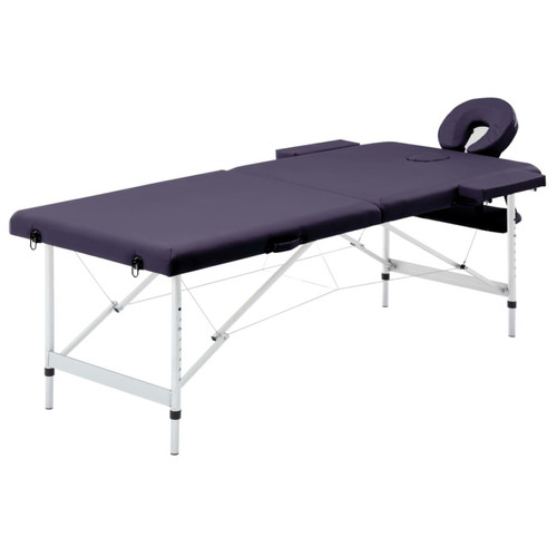 Helloshop26 - Table de massage pliable lit de massage banc canapé thérapie cosmétique portable professionnel shiatsu reiki 2 zones aluminium violet 02_0001810 Helloshop26 - Soin massage Soin du corps
